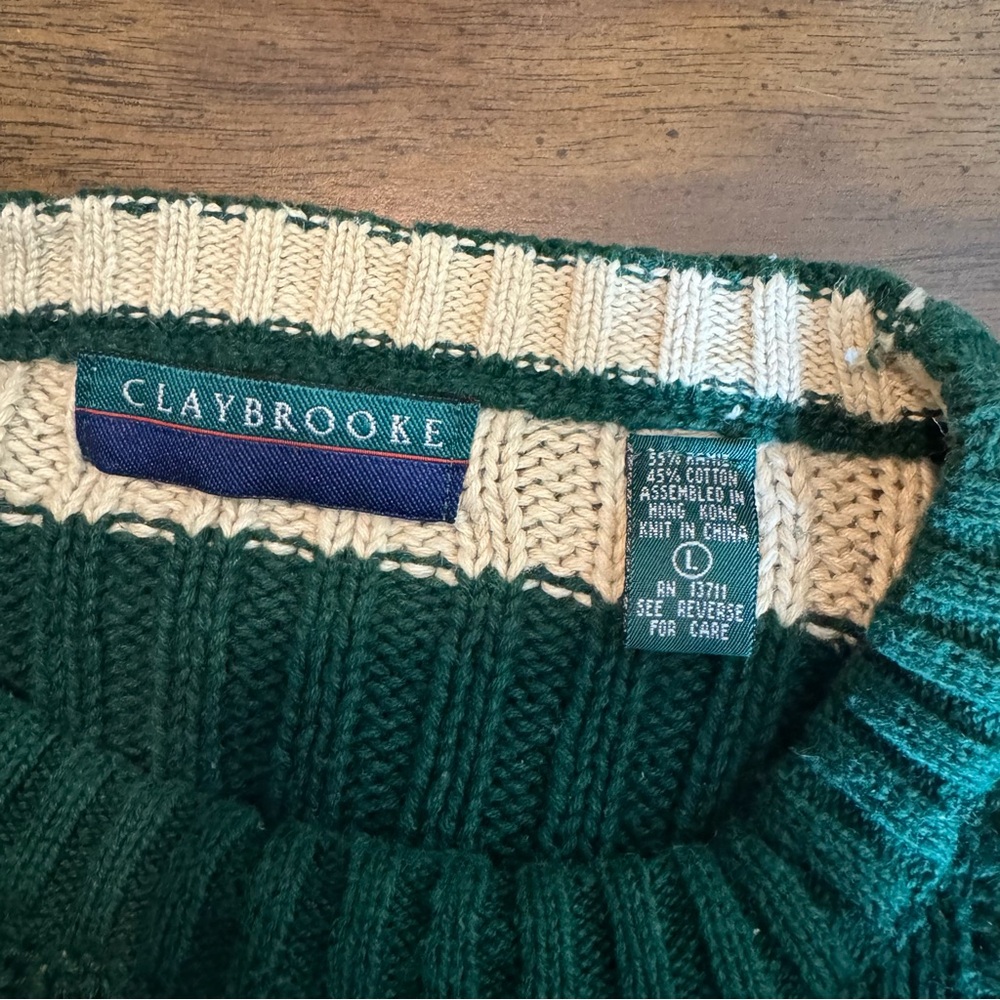Vintage 80’s Claybrooke Striped Cable Knit Sweater - Picture 4 of 4